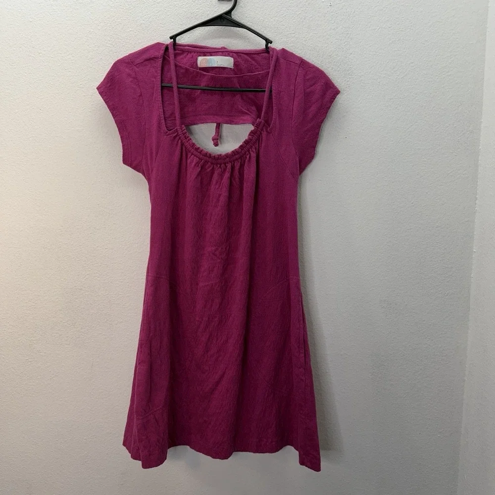 Free People Vivi Mini Dress Pink S Halter Open Back Pockets Cover Up Beach